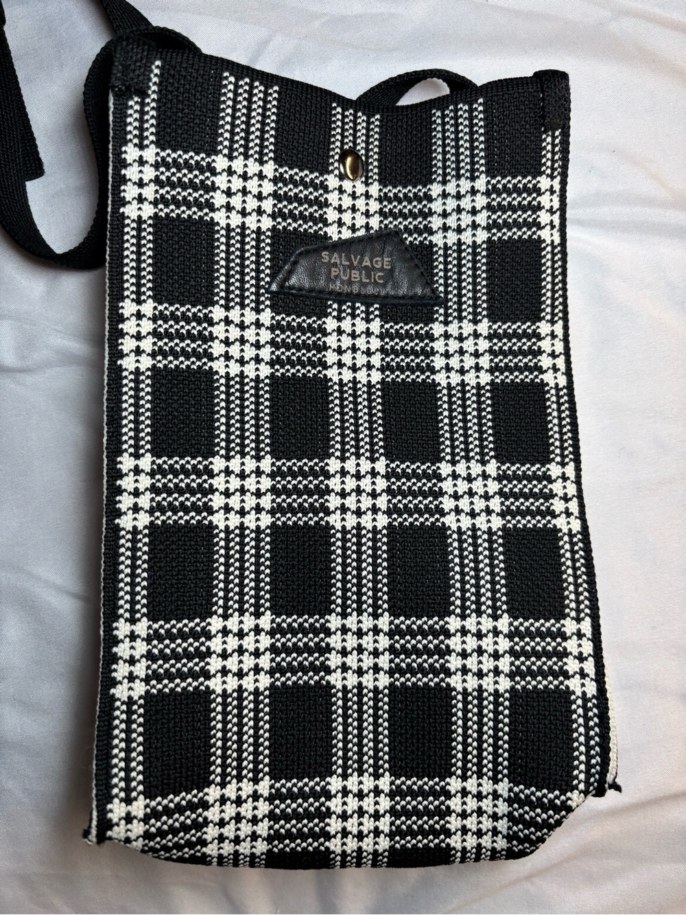 Salvage Public Black & White Plaid Mini Crossbody Bag